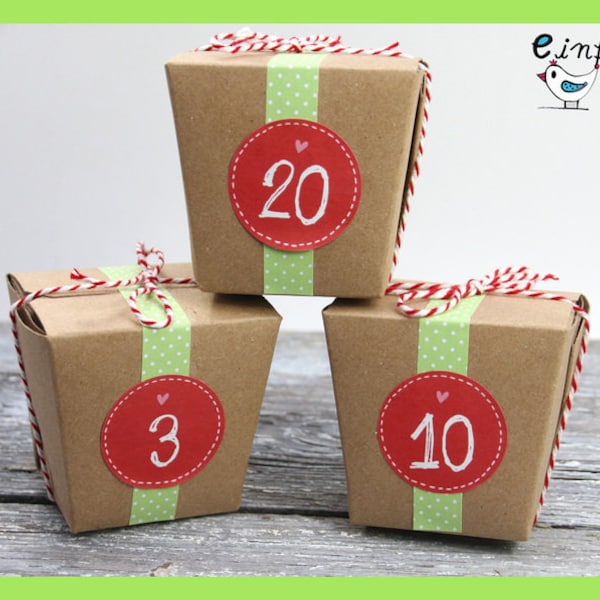 Adventskalender Kraftpapier Geschenkbox S grün