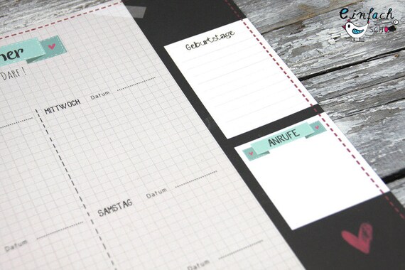 Mein Wochenplaner A3 Schreibtischunterlage Tafel Etsy