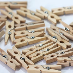 24 x natural mini clothespins wood natural staples