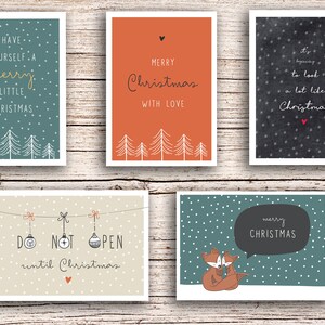 Set van 5 kerstkaarten Set 2021 KerstMIX Wenskaart A6 Kerstkaart Ansichtkaart
