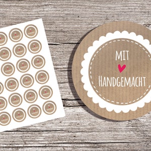 Avec papier kraft fait main 24 autocollants 4 cm