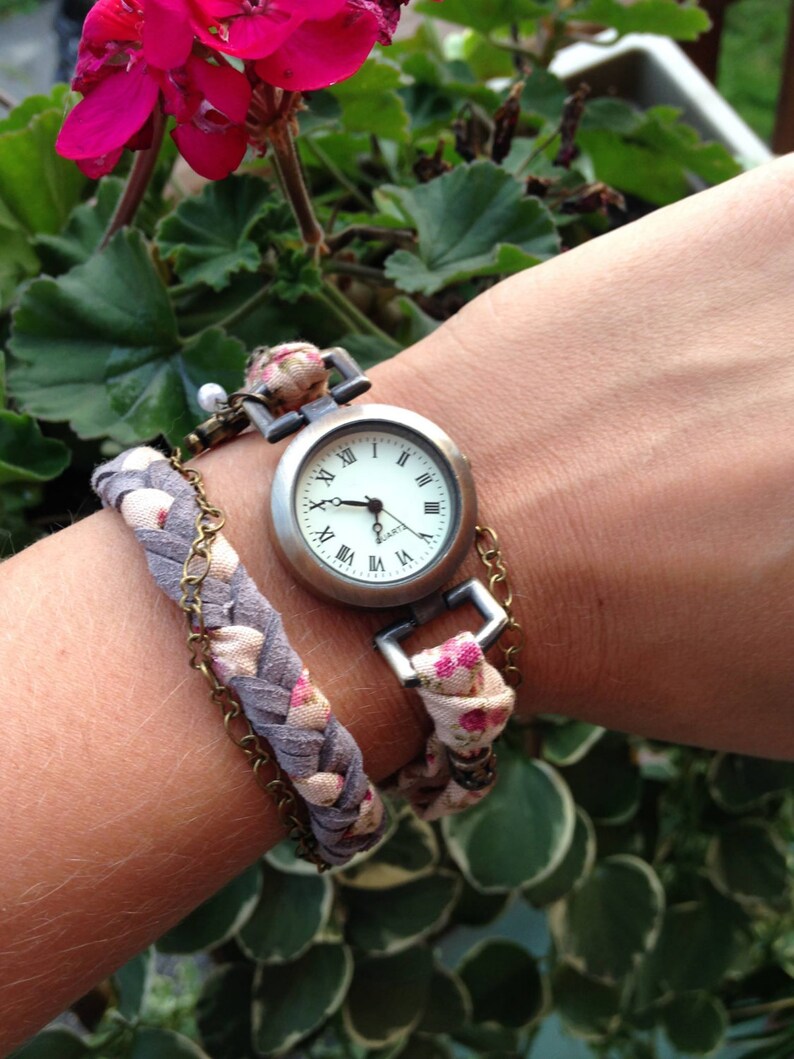 MONTRE BRACELET FEMME pour boho tissu fleuri vintage Etsy