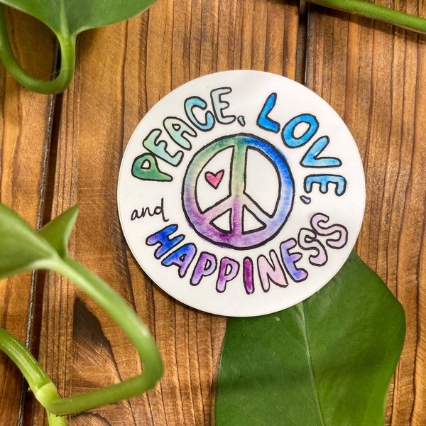 peace love + happiness - vinyl sticker