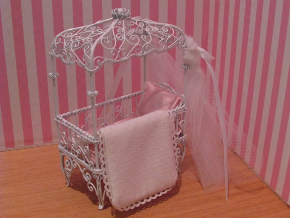Items similar to Canopy crib for your doll house nursery. on Etsy