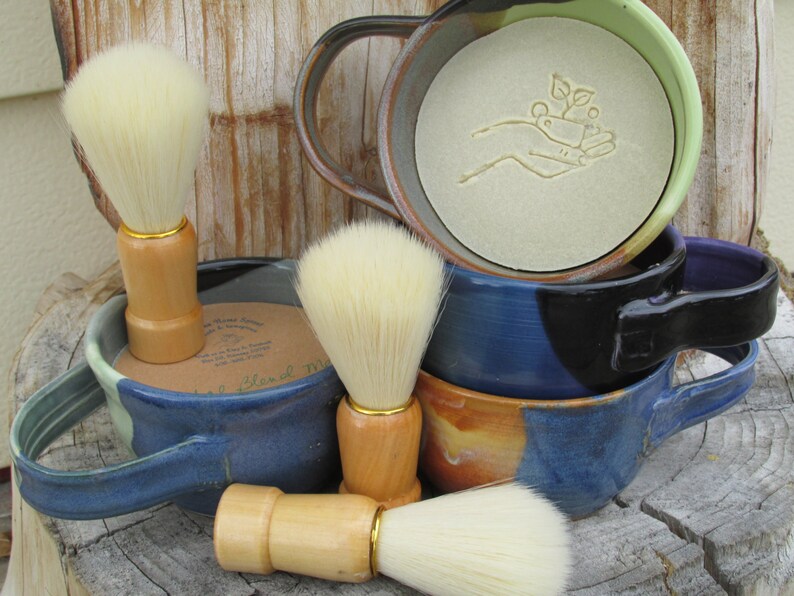 Shaving Set Handmade Pottery Mug Brush & Soap Etsy