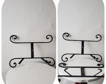 Vtg wrought iron set of two plate racks rustic kitchen cottagecore vintage
