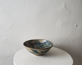 Small vintage studio art bowl cereal boho vtg ceramic signed by artist