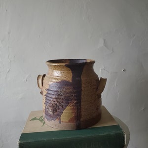Vintage Studio Pottery signed original art neutral  brutalist gift midcentury boho