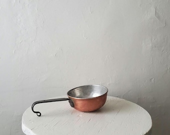 Vintage Copper cup with rustic hand forged handle mid century cottagecore