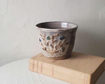 Vtg studio art bowl ceramic boho vintage signed by artist loretta cohn