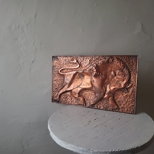 Vintage Copper Bull Wall Art Decoration Russian original