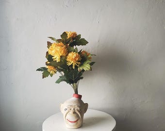 Maceta de cultivo de hierba de mono de los años 50, kitsch vintage