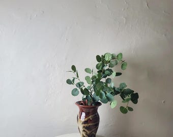 80s Studio Art Ceramic Vase Brown smallish original neutral boho vintage