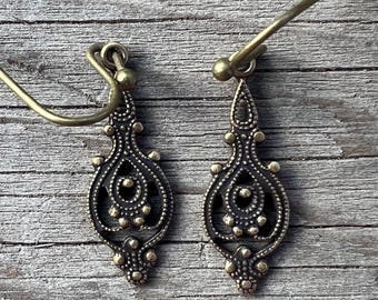 Antiqued Brass Boho Earrings