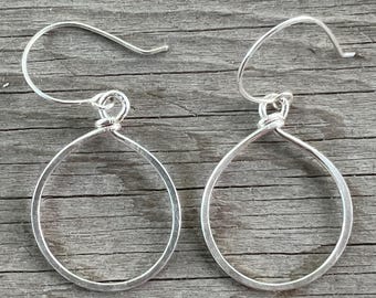 Medium Hammered Sterling Silver Hoop Earrings