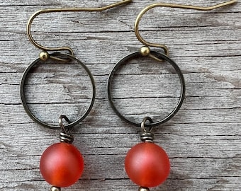 Antiqued Brass Hoop Earrings