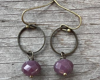 Antiqued Brass Hoop Earrings