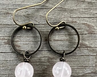 Antiqued Brass Hoop Earrings