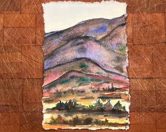 Hills at Dusk Original Watercolor Painting