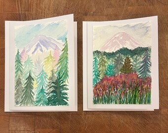 Set of Two Original Watercolor Notecards
