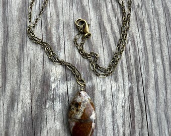 African Opal and Antiqued Brass Necklace
