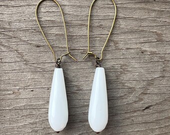 White Ceramic Teardrop Earrings