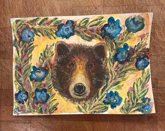 Still Choose The Bear Original Watercolor & Gouache Painting