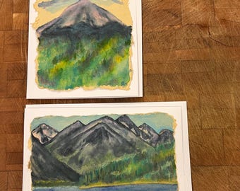 Set of Two Original Watercolor Notecards
