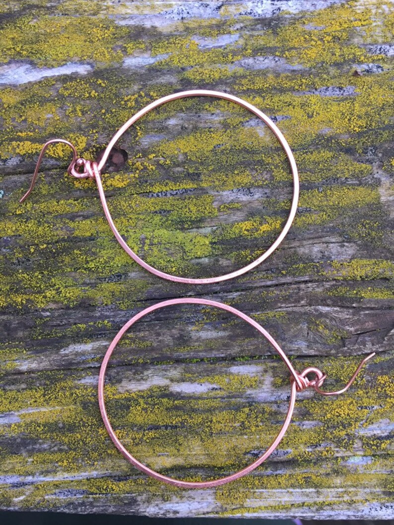 Large Hammered Copper Hoop Earrings on Antiqued Copper Etsy