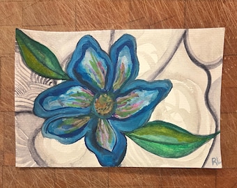 Blue Flower Original Watercolor Painting