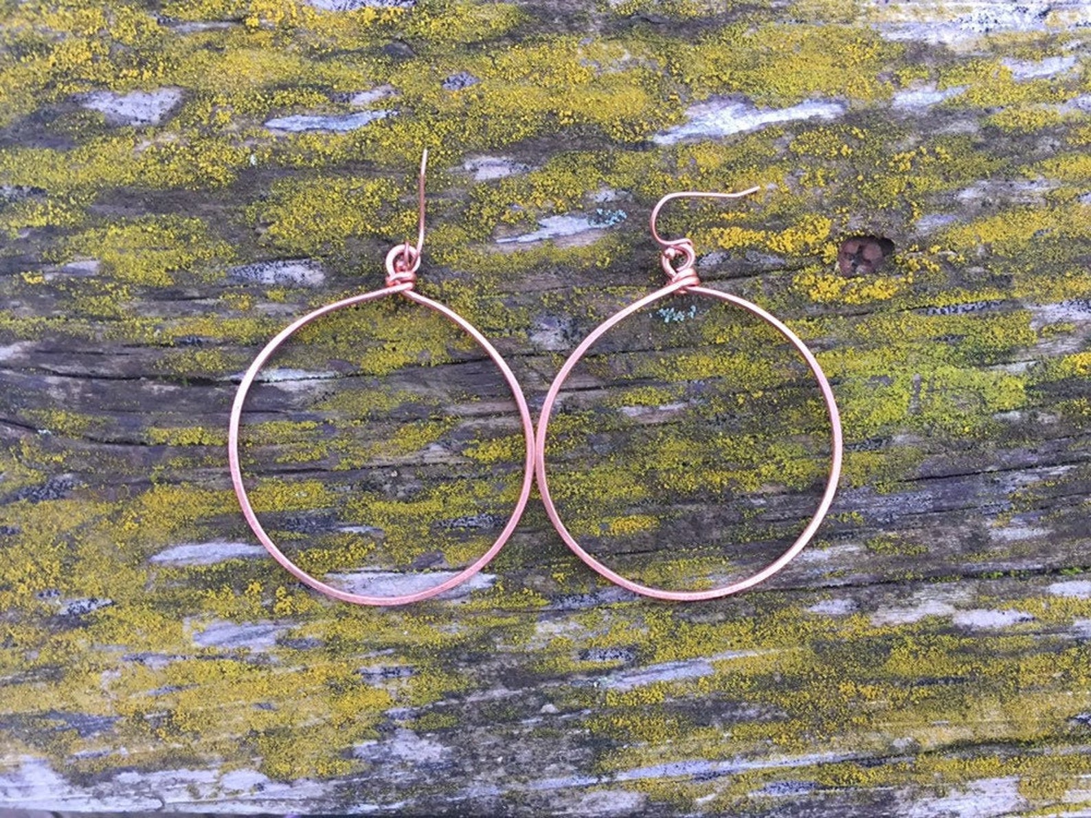 Large Hammered Copper Hoop Earrings on Antiqued Copper Etsy