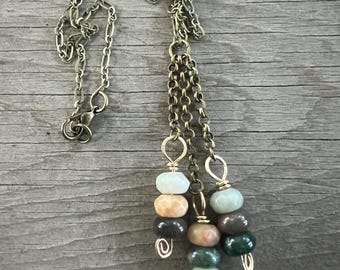 Jasper and Amazonite Boho Necklace