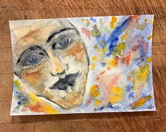 Portrait of Unknown Original Watercolor Painting