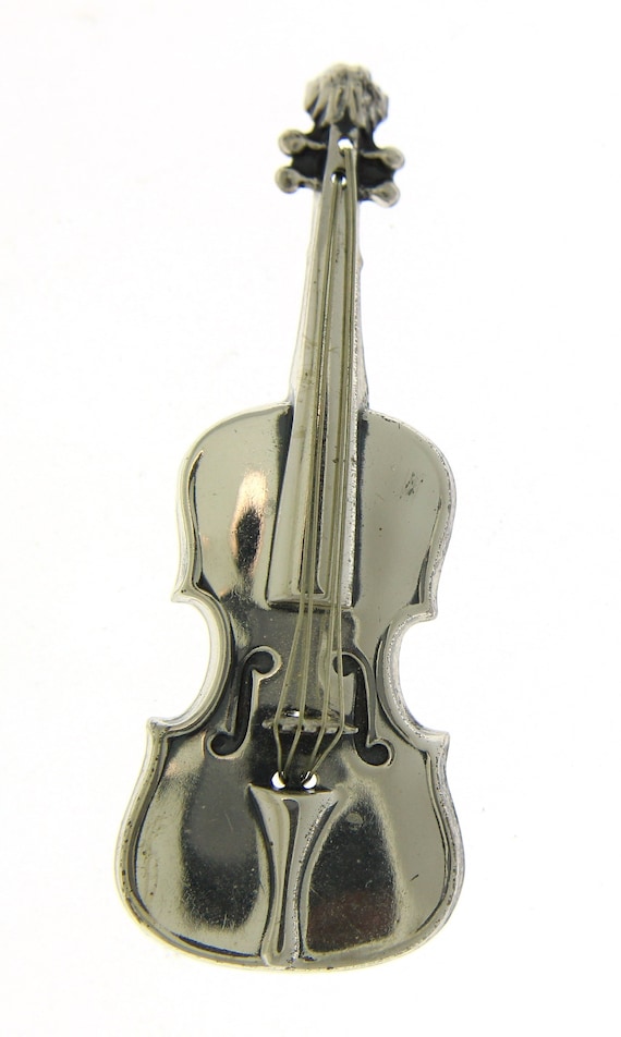 Sterling Silver Vintage Cello Pin
