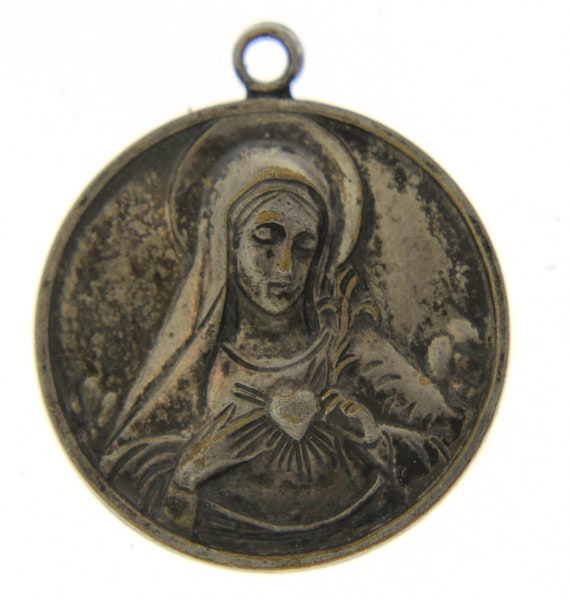 Vintage Sterling Silver Virgin Mary Pendant - image 1
