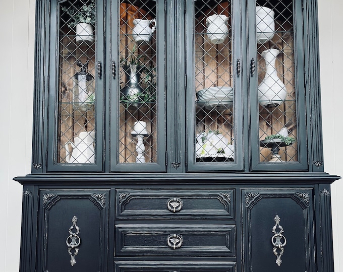 Black Hutch Vintage Black China Vintage Farmhouse Etsy
