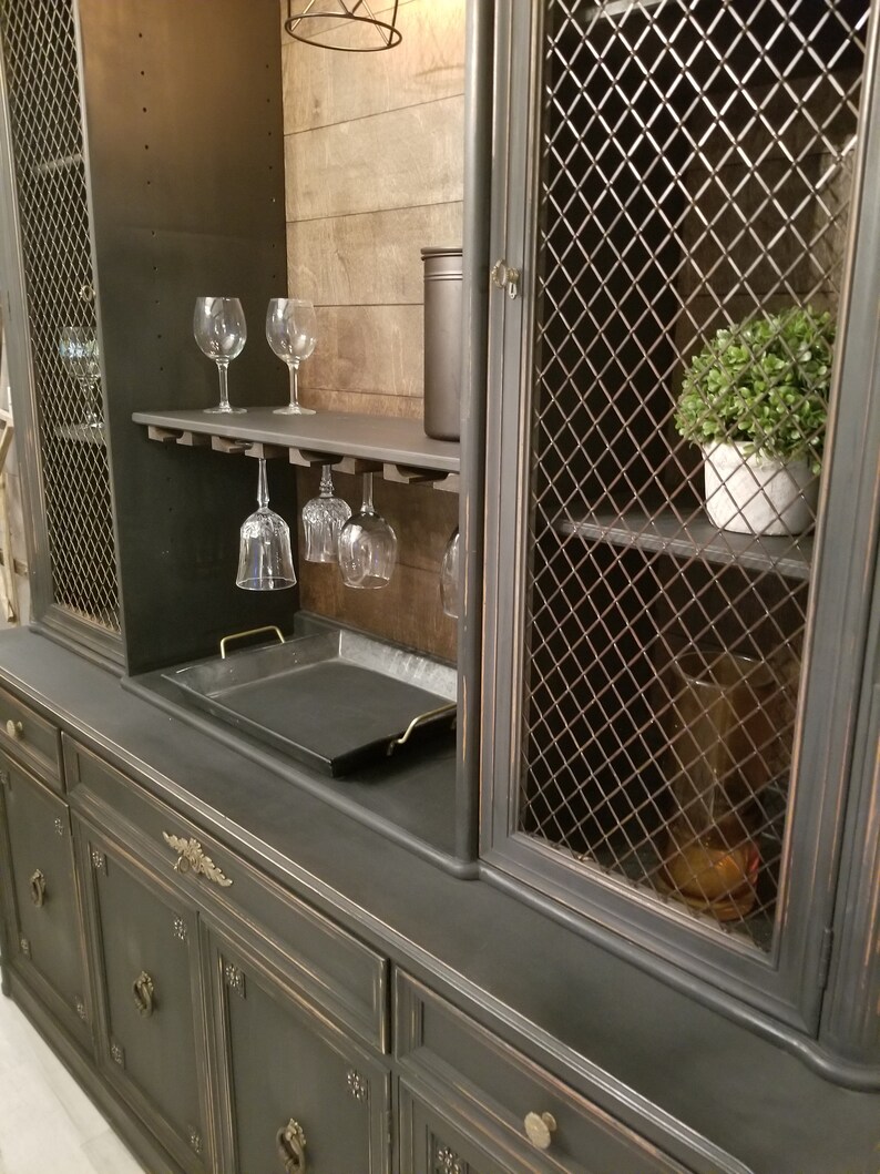 SOLD Wine hutch Black wine hutch Rustic wine hutch Newest Etsy