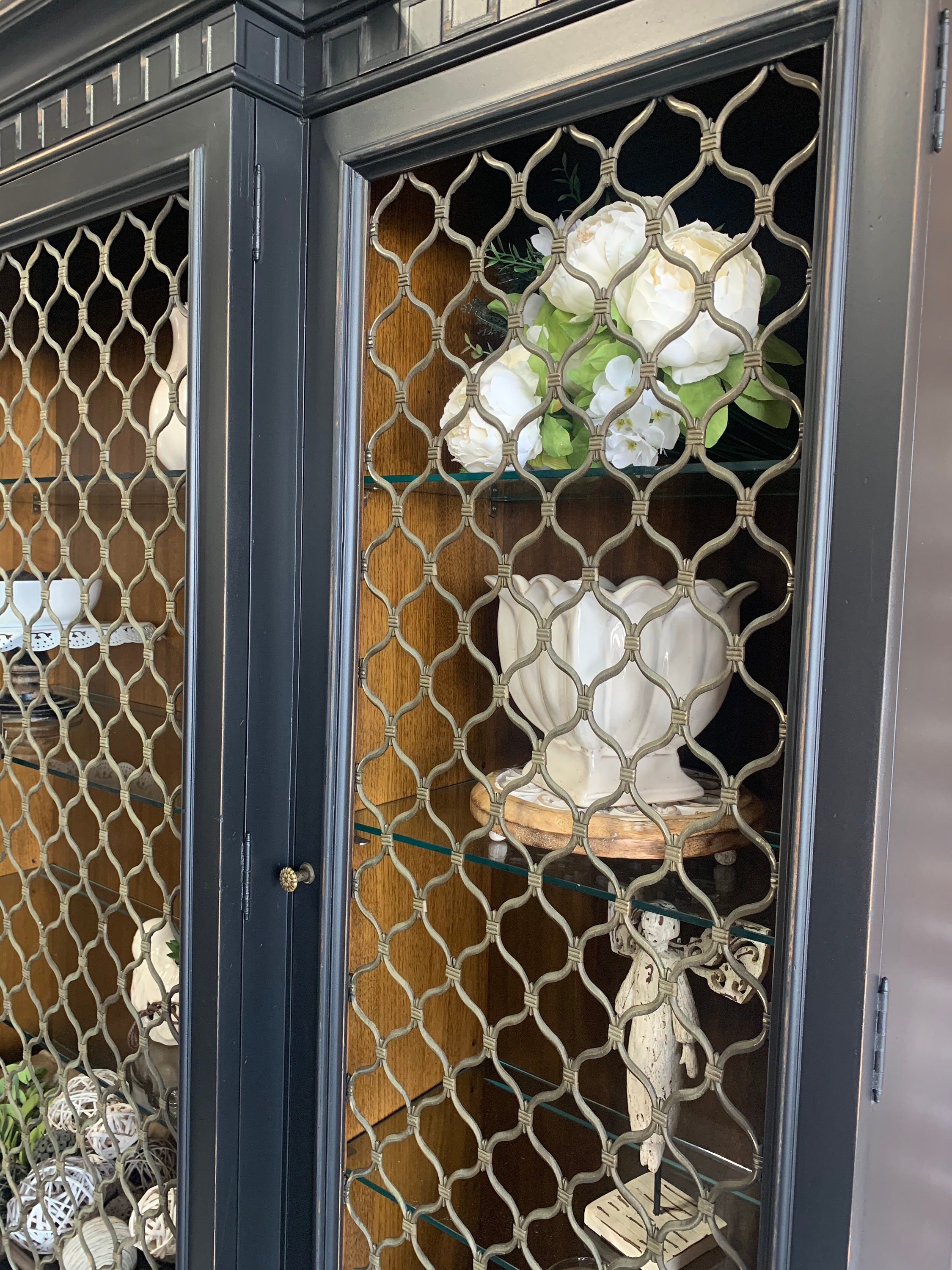 SOLD. Do Not Purchase. Refinished Black Farmhouse Hutch, Vintage Style ...