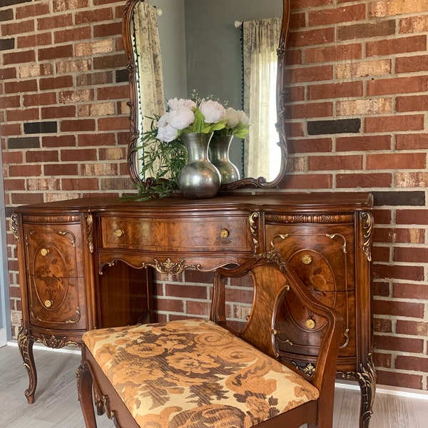 Antique Dressing Table With Mirror Etsy