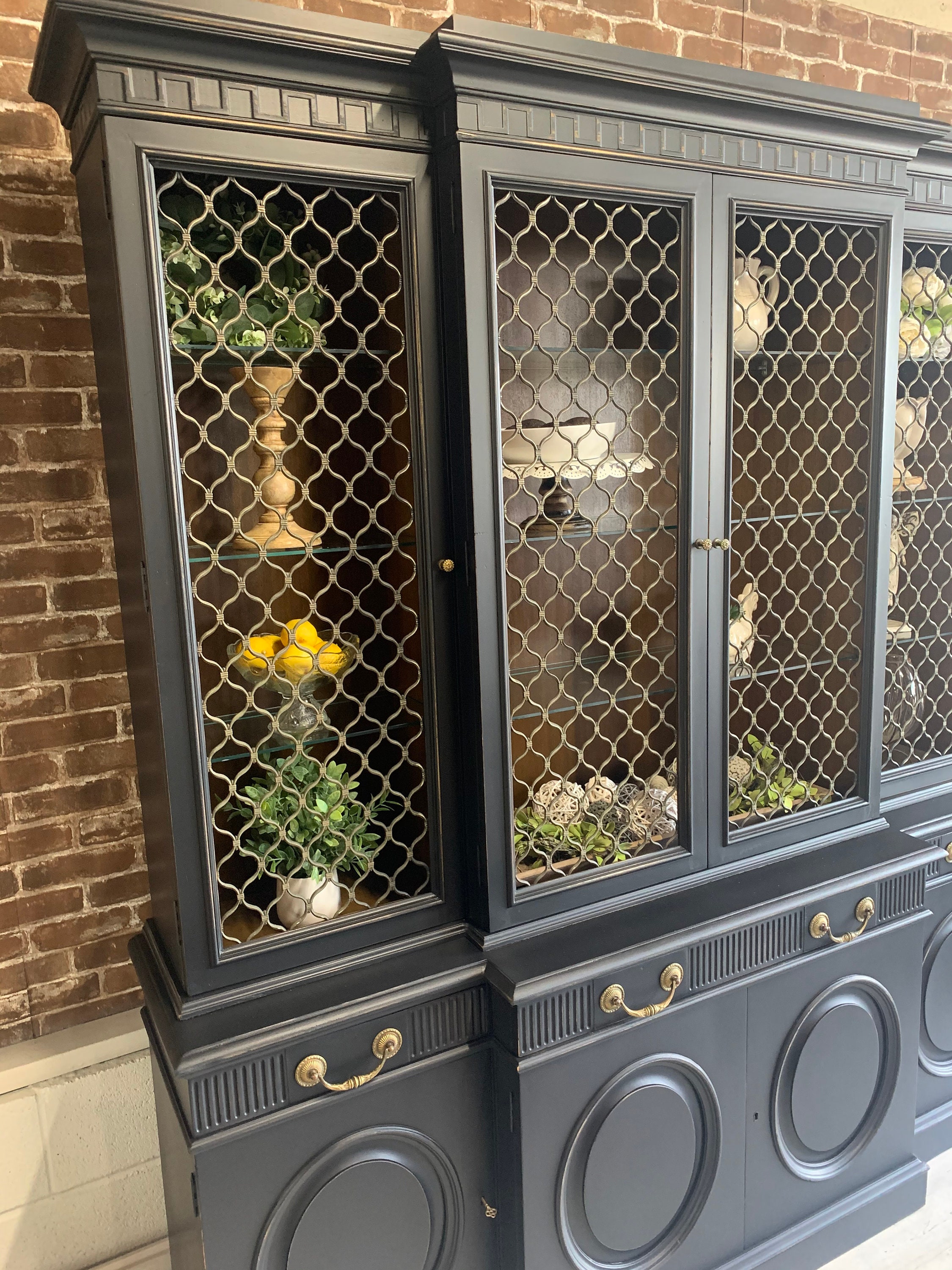 SOLD. Do Not Purchase. Refinished Black Farmhouse Hutch, Vintage Style ...