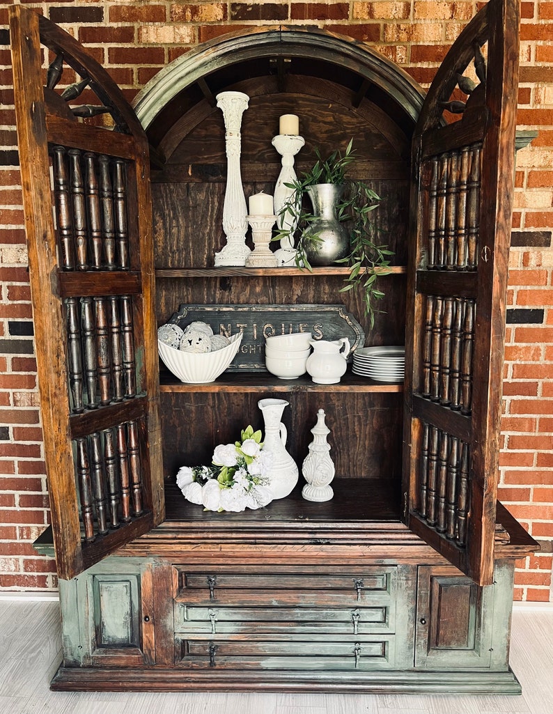 Rustic Hutch Primitive Hutch Spanish Style Vintage Etsy