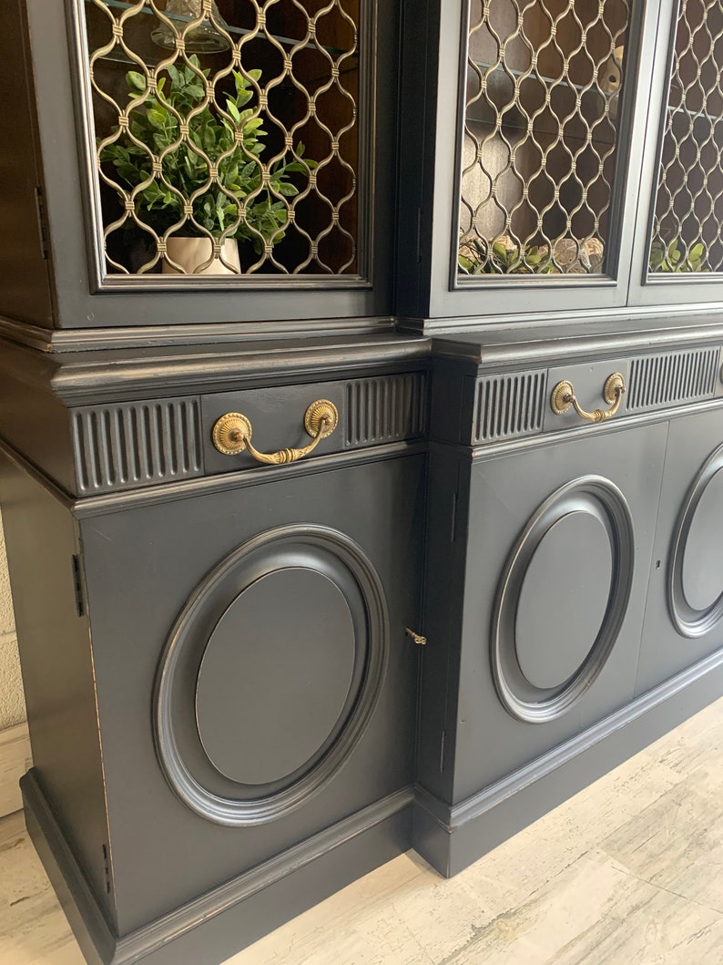 SOLD. Do Not Purchase. Refinished Black Farmhouse Hutch, Vintage Style ...