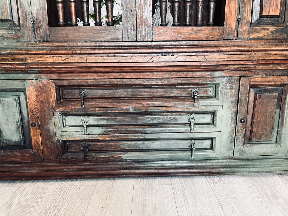 Rustic Hutch Primitive Hutch Spanish Style Vintage Etsy