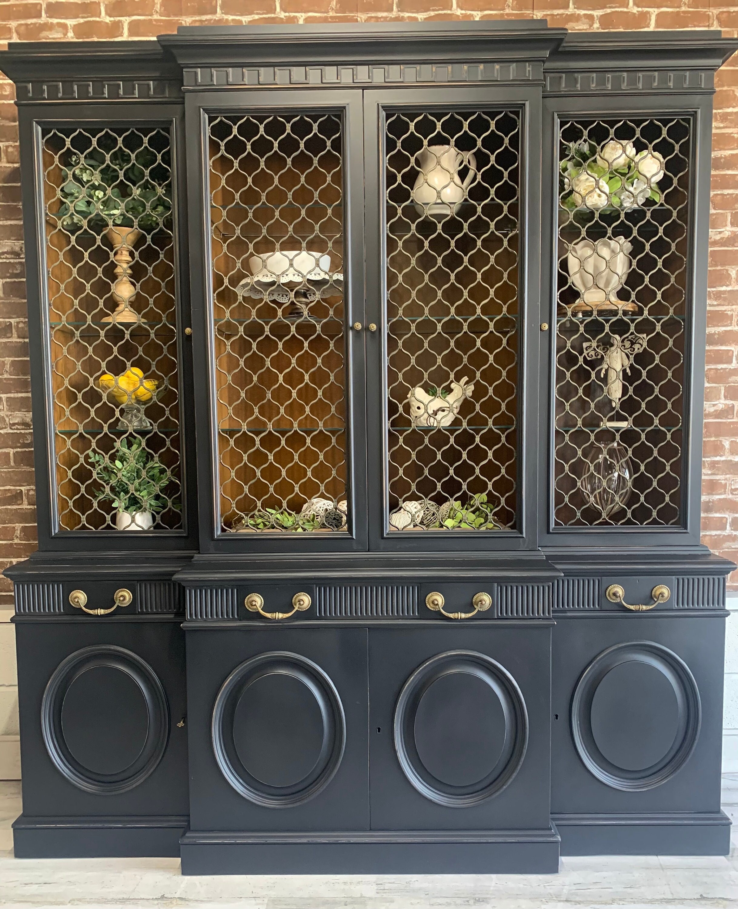 SOLD. Do Not Purchase. Refinished Black Farmhouse Hutch, Vintage Style ...