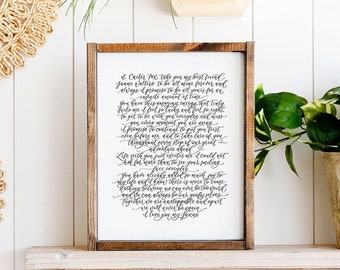Handwritten Wedding Vows Art Print. Personalized Wedding Vow Keepsake. Unique Gift for Wife or Husband. Custom Anniversary Gift.