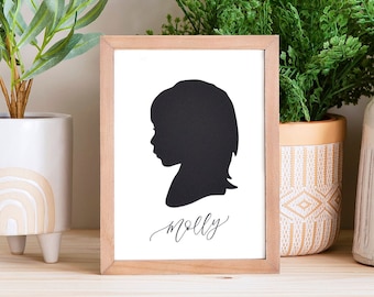 Papercut Silhouette Hand Drawn from your Photo - Personalize with your Child's Name and/or Date. Gift Idea for Mom and Grandma.