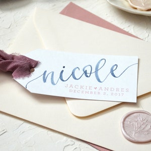 Watercolor Wedding Favor Name Tags, Personalized Gift Tags, Handwritten Name Tags, Calligraphy Place cards, Placecards, Escort Cards Navy - Indigo