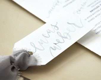 Watercolor Calligraphy Personalized Gift Tags, Textured Wedding Place cards, Bachelorette Party Name Tags, Handwritten Placecards