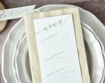 Printed Wedding Reception Menus, Custom Watercolor Menu, Wedding Calligraphy, Dinner Menu, Custom Menu Card, Party Menu, Reception Menu