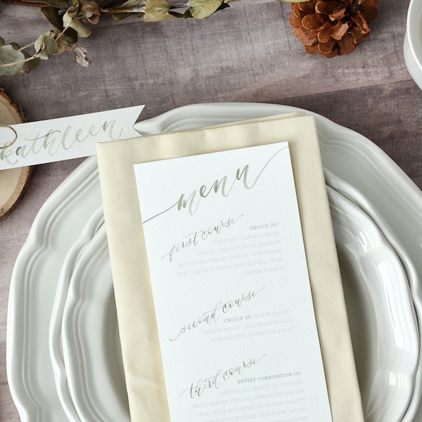 Printed Wedding Reception Menus, Custom Watercolor Menu, Wedding Calligraphy, Dinner Menu, Custom Menu Card, Party Menu, Reception Menu